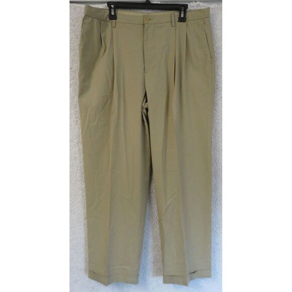 Mens Nautica Rigger Pleated Front Dress Pants Light Brown Size 36x32 Rayon Blend - Picture 1 of 8